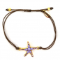 Preview: Ekaterini friendship bracelet, starfish, aqua blue Swarovski crystals lilac , cord, gold accents